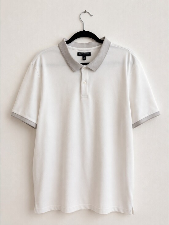 Banana Republic Other - Banana Republic Performance Pique Polo Shirt White Gray Trim Men's XL